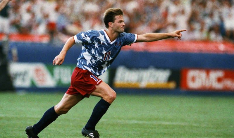 Eric Wynalda during a FIFA World Cup match representing USA